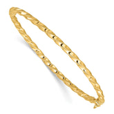 14K Polished Twisted 3.20mm Hinged Oval Bangle Bracelet