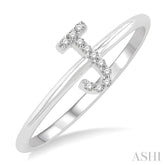 1/20 Ctw Initial 'J' Round Cut Diamond Fashion Ring in 10K White Gold