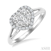 1/2 Ctw Heart Shape Lovebright Round Cut Diamond Engagement Ring in 14K White Gold