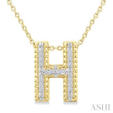 1/20 Ctw Bubble Accent Initial 'H' Round Cut Diamond Fashion Pendant With Chain in Yellow Gold Vermeil