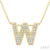 1/20 Ctw Bubble Accent Initial 'W' Round Cut Diamond Fashion Pendant With Chain in Yellow Gold Vermeil