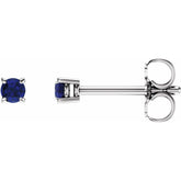 14K White Gold 2.5 mm Natural Blue Sapphire Earrings