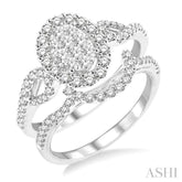 7/8 Ctw Diamond Lovebright Wedding Set with 5/8 Ctw Engagement Ring and 1/5 Ctw Wedding Band in 14K White Gold