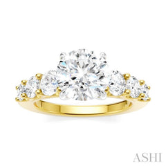 1 1/10 Ctw Round Shape Round Cut Diamond Semi-Mount Engagement Ring in 14K Yellow and White Gold