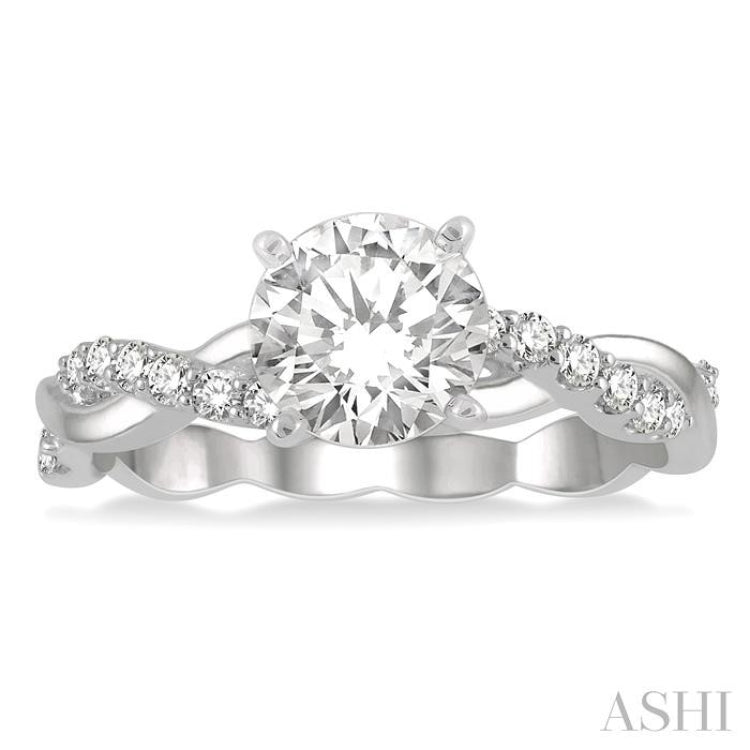 1/5 Ctw Round Center Semi-Mount Diamond Engagement Ring in 14K White Gold