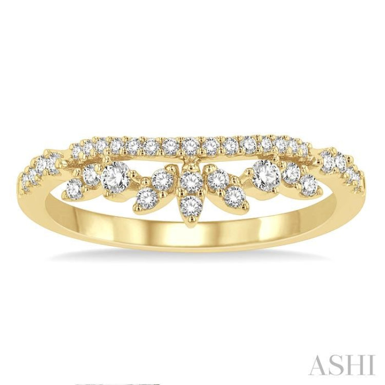 1/3 Ctw Alternating Marquise and Circular Mount Round Cut Diamond Curved Band in 14K Yellow Gold