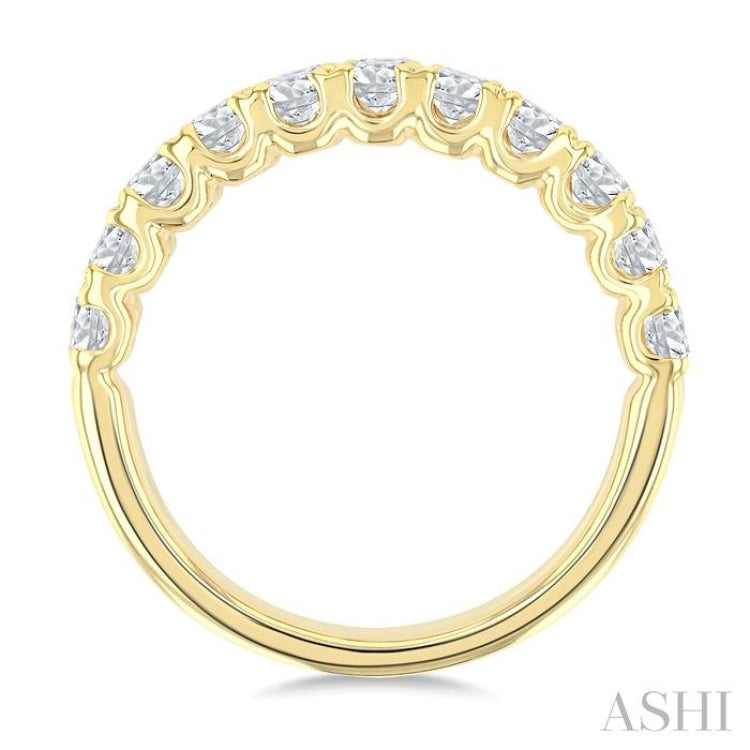 2 Ctw Twin Row Round Cut Diamond Wide Wedding Band in 14K Yellow Gold