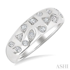 1/4 Ctw Round Cut Diamond Mosaic Wide Fashion Band in 10K White Gold