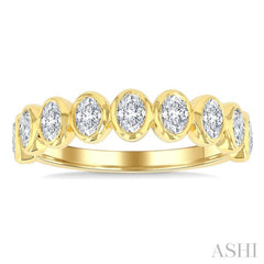 7/8 Ctw North-South Oval Diamond Band in 14K Yellow Gold