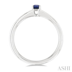 5x3 MM Octagon Shape Sapphire Precious Solitaire Ring in 14K White Gold