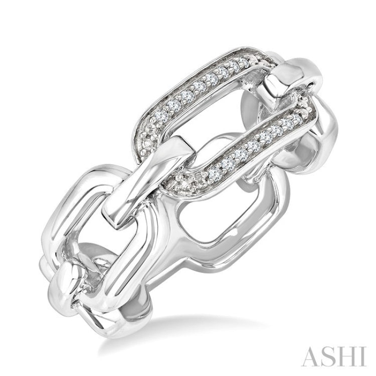 1/20 Ctw Bold Round Cut Diamond Paperclip Ring in Sterling Silver