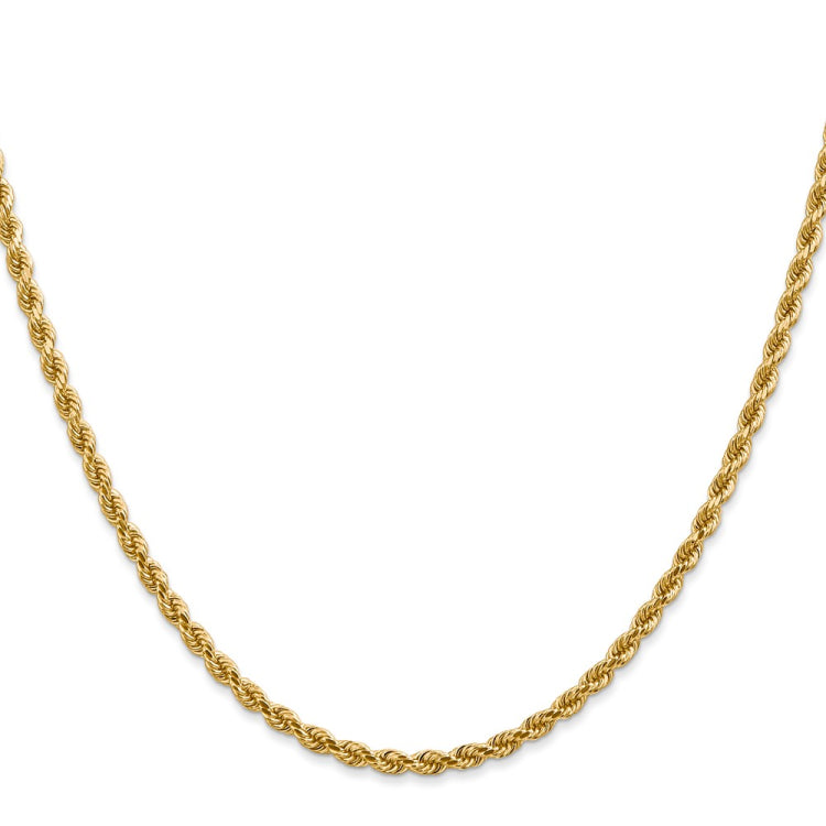 14K 24 inch 2.75mm Diamond-cut Rope with Lobster Clasp Chain