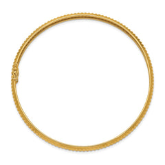 14k Polished Textured 5.00mm Flexible Round Bangle Bracelet
