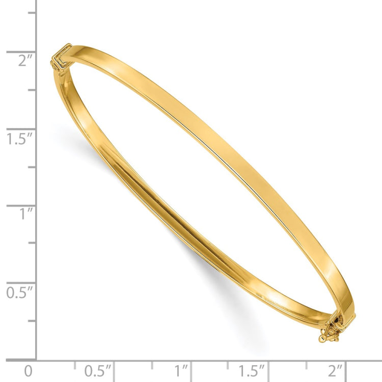 14k Polished 3.00mm Hinged Oval Bangle Bracelet