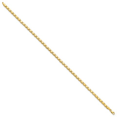 14k Polished Double-Sided Hearts Double Link 10 inch Anklet