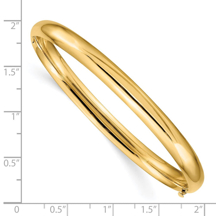 14k 4/16 High Polished 6.00mm Hinged Oval Bangle Bracelet