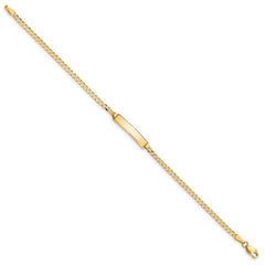 14k Polished Solid Chain/Solid Plate Curb Link 20x4.8mm Plate 5.5 inch Baby/Child ID Bracelet