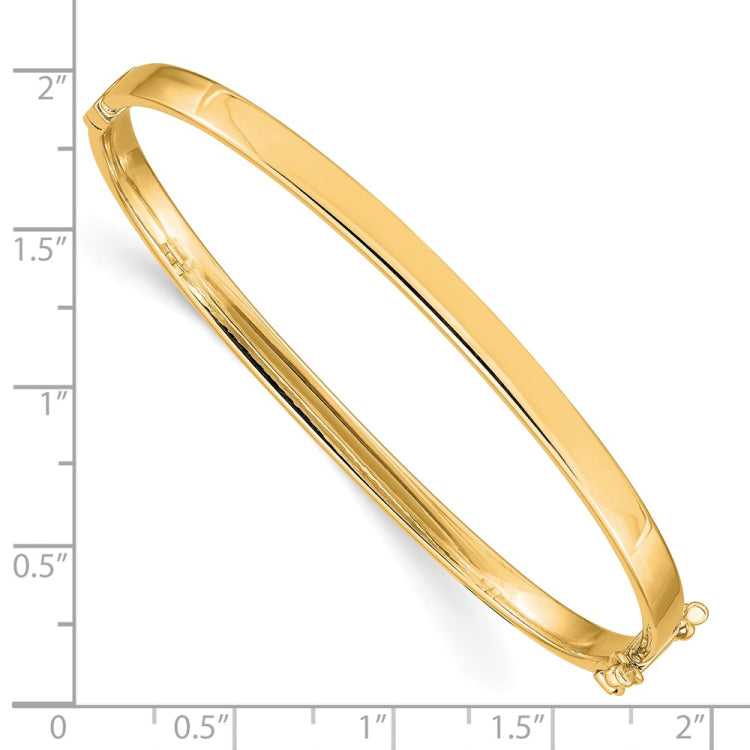 14k Polished 4.00mm Hinged Oval Bangle Bracelet