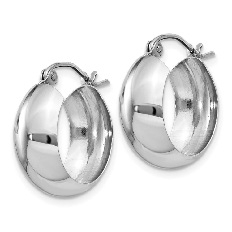 14k White Gold 7x19mm Polished Hoop Earrings