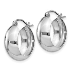 14k White Gold 7x19mm Polished Hoop Earrings