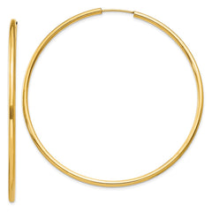 14k 2x60mm Polished Round Endless Tube Hoop Earrings