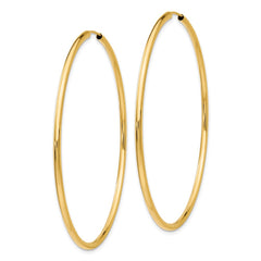 14k 2x60mm Polished Round Endless Tube Hoop Earrings