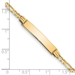 14k Polished Solid Chain/Solid Plate Figaro Link 26x5mm Plate 6 inch Baby/Child ID Bracelet