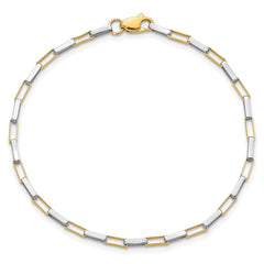 14k Two-tone Polished Fancy Box Links 7.5 inch Bracelet