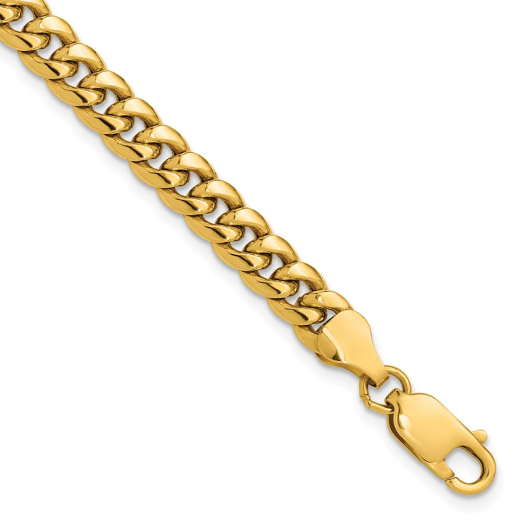14K 8 inch 6mm Semi-Solid Miami Cuban with Lobster Clasp Bracelet