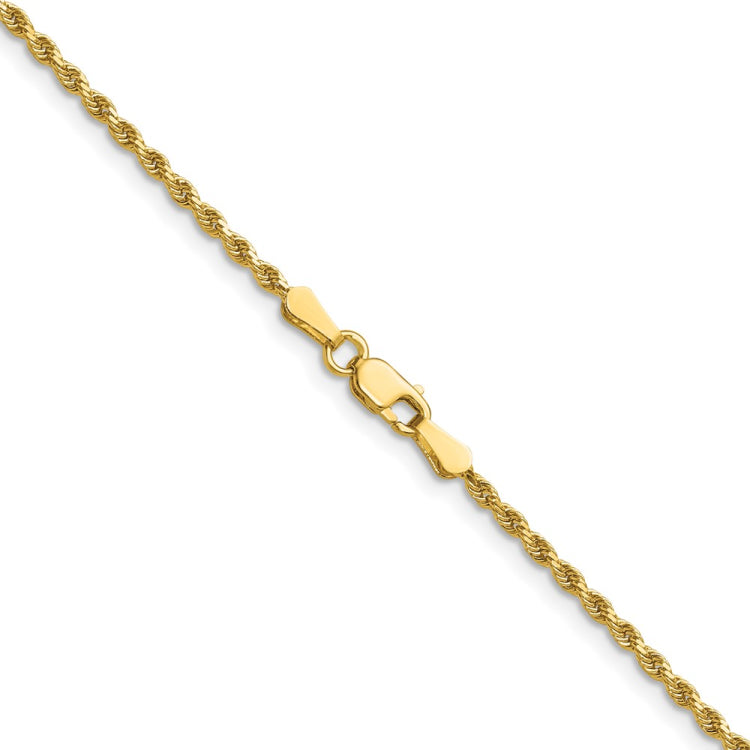 14K 16 inch 1.75mm Diamond-cut Rope with Lobster Clasp Chain
