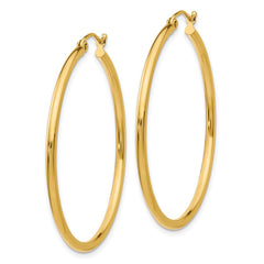 14k 2x40mm Polished Lightweight Tube Hoop Earrings
