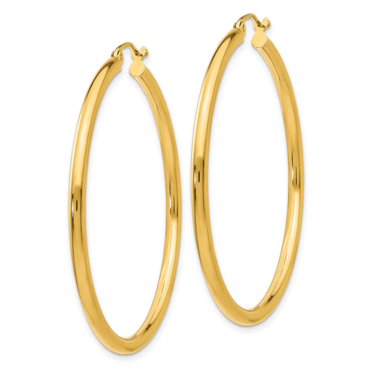 14K 2.5x45mm Polished Lightweight Tube Hoop Earrings