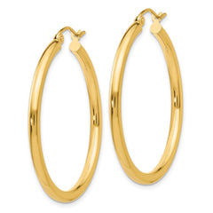 14k 2.5x35mm Polished Lightweight Tube Hoop Earrings