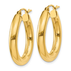 14k 4x25mm Polished Lightweight Tube Hoop Earrings