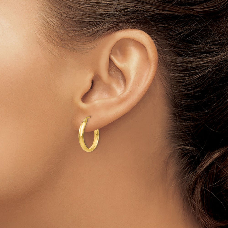 14k 2.75x18mm Polished Tube Hoop Earrings