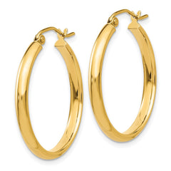 14k 2.75x25mm Polished Tube Hoop Earrings