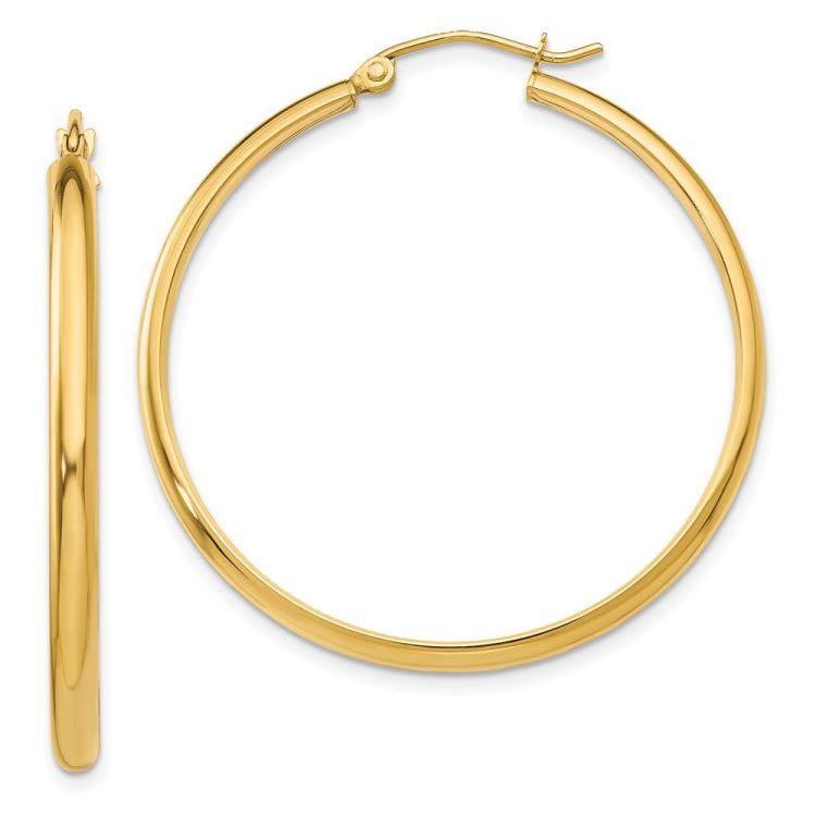 14k 2.75x35mm Polished Tube Hoop Earrings