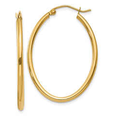 14k 2x35mm Oval Polished Tube Hoop Earrings