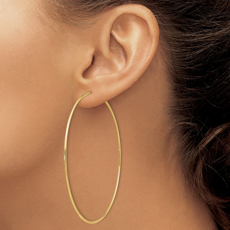 14k 1.2x69mm Polished Endless Tube Hoop Earrings