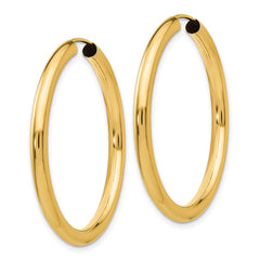 14k 3.00x35mm Polished Endless Tube Hoop Earrings