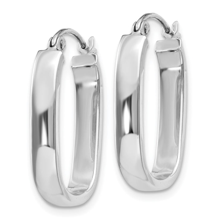 14k White Gold 3.5x22mm Polished Oval Tube Hoop Earrings