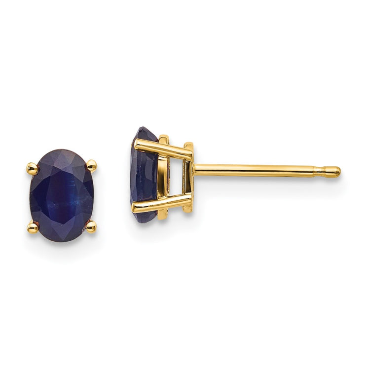 14k 6x4 Oval September/Sapphire Post Earrings