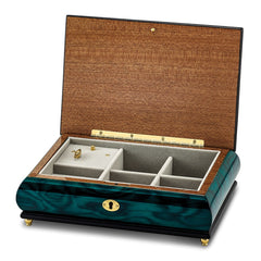 Luxury Giftware Green Walnut Burl Veneer with Mother of Pearl Inlay Locking Wooden (Plays Waltz of the Flowers) Music Box with Velveteen Lining