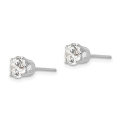 14k White Gold 5.5mm Round CZ Stud Earrings