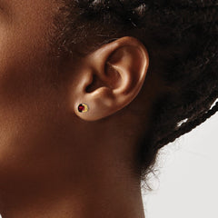14k 4mm Round Garnet Post Earrings