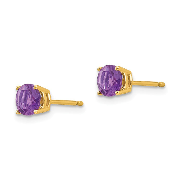 14k 5mm Round Amethyst Post Earrings