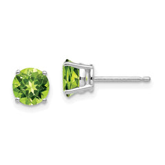 14k White Gold 6mm Round Peridot Post Earrings