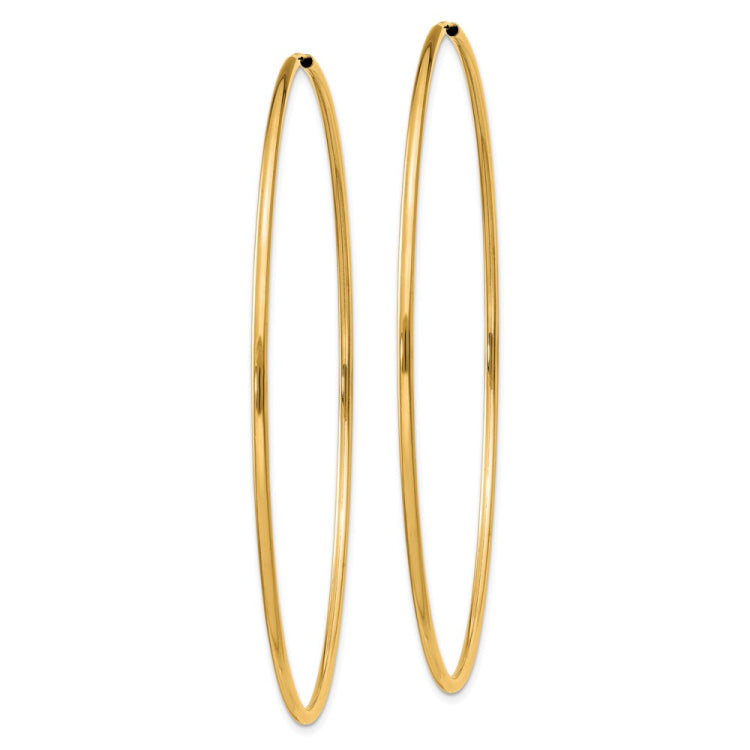 14k 1.5x64mm Polished Round Endless Tube Hoop Earrings