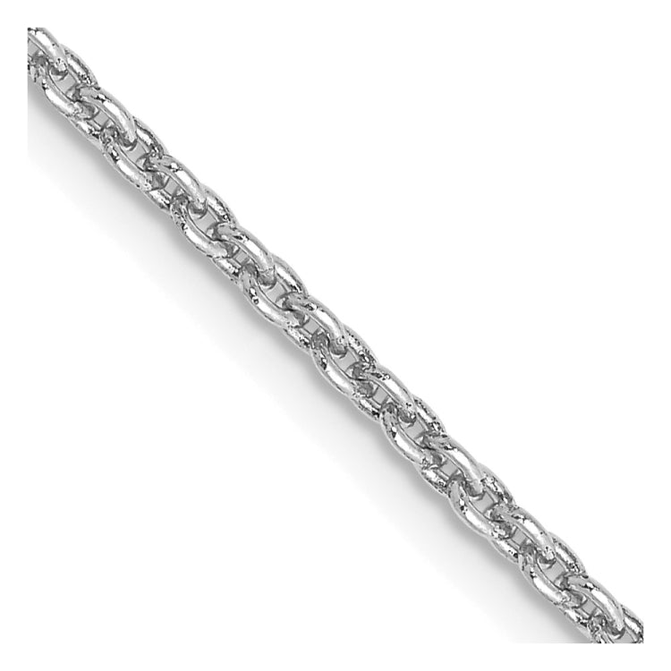 14K White Gold 20 inch 2mm Round Open Link Cable with Lobster Clasp Chain
