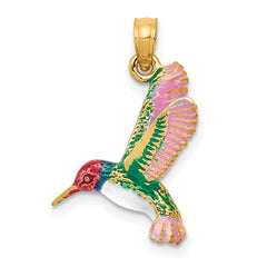 14k Enameled 3-D Hummingbird Pendant
